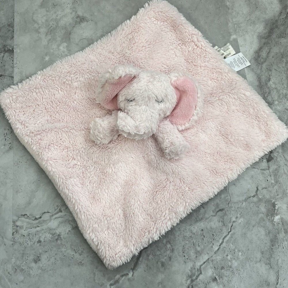 Just Born Pink Elephant Lovey Baby Security Blanket Small Rattle Plush Soft